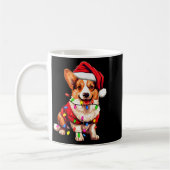 Santa Corgi Dog Christmas Lights Xmas Pajama Dog L コーヒーマグカップ (左)