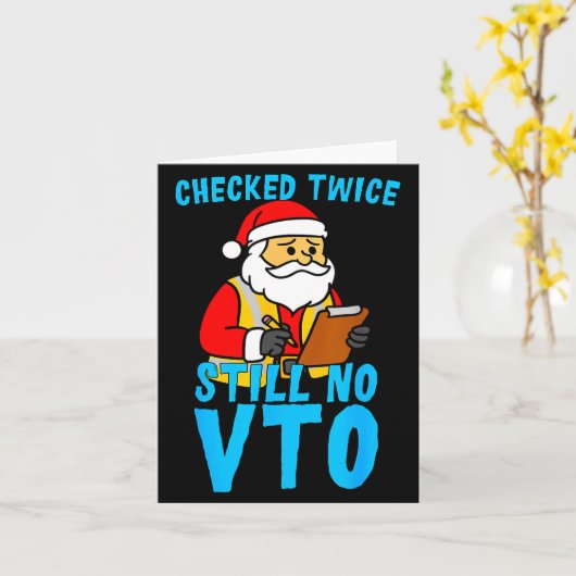 Santa Coworker Christmas Swagazon Checked Twice St カード (黄色い花)