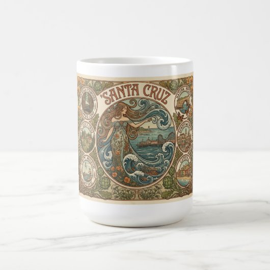 Santa Cruz California Art‑Nouveau Coast コーヒーマグカップ (中央)