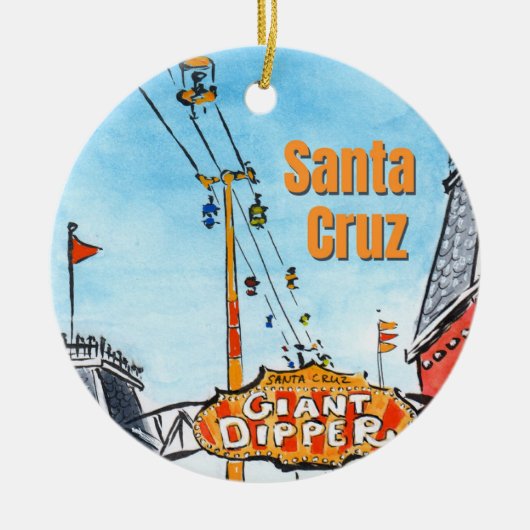 Santa Cruz California – Coastal Beach Art セラミックオーナメント (正面)