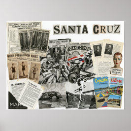 Santa Cruz California Collage – Protest Art ポスター