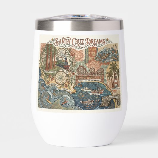 Santa Cruz California Dreams Map UCSC Surfing (正面)