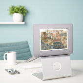 Santa Cruz California Dreams Map UCSC Surfing シール (デスク上のノートパソコン)