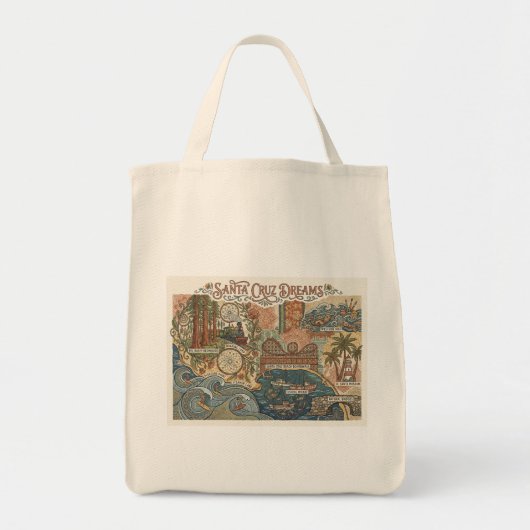Santa Cruz California Dreams Map UCSC Surfing トートバッグ (正面)