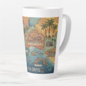 Santa Cruz California Dreams Map – Vibrant Coast カフェラテマグ (右アングル)