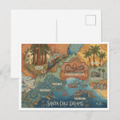 Santa Cruz California Dreams Map – Vibrant Coast シーズンポストカード (正面/裏面)