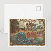 Santa Cruz California Dreams Map – Vibrant Coast シーズンポストカード (正面/裏面)