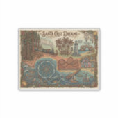 Santa Cruz California Dreams Map – Vibrant Coast シール (正面)