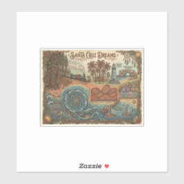 Santa Cruz California Dreams Map – Vibrant Coast シール