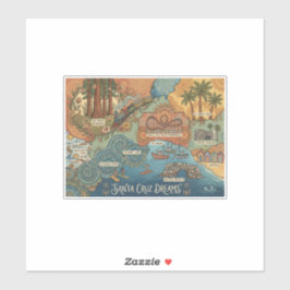 Santa Cruz California Dreams Map – Vibrant Coast シール