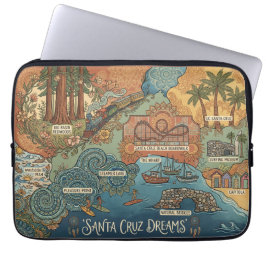 Santa Cruz California Dreams Map – Vibrant Coast ラップトップスリーブ