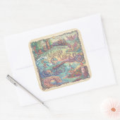 Santa Cruz California Illustrated Map Dreamscape  スクエアシール (封筒)