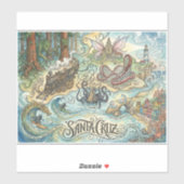 Santa Cruz California Illustrated Map Mythical シール (シート)