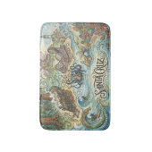 Santa Cruz California Illustrated Map Mythical バスマット (正面縦)