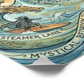 Santa Cruz California Illustrated Map Mythical ポスター (角)