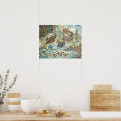 Santa Cruz California Illustrated Map Mythical ポスター (キッチン)