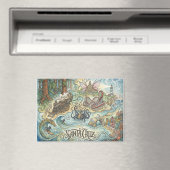 Santa Cruz California Illustrated Map Mythical マグネット (インサイチュ (食洗機))