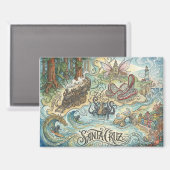 Santa Cruz California Illustrated Map Mythical マグネット (正面/裏面)