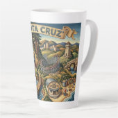 Santa Cruz California Illustrated Map UCSC Wharf カフェラテマグ (右アングル)