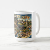 Santa Cruz California Illustrated Map UCSC Wharf コーヒーマグカップ (正面右)