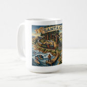 Santa Cruz California Illustrated Map UCSC Wharf コーヒーマグカップ (正面左)