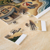 Santa Cruz California Illustrated Map UCSC Wharf ジグソーパズル (側面)