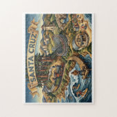 Santa Cruz California Illustrated Map UCSC Wharf ジグソーパズル (縦)
