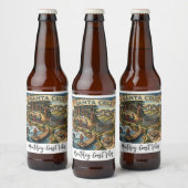 Santa Cruz California Illustrated Map UCSC Wharf ビールラベル (ボトル)