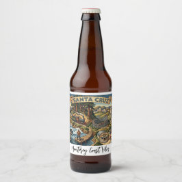 Santa Cruz California Illustrated Map UCSC Wharf ビールラベル