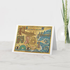 Santa Cruz California Mosaic Map Boardwalk Beach カード