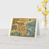 Santa Cruz California Mosaic Map Boardwalk Beach カード (黄色い花)