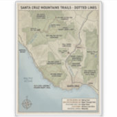 Santa Cruz California Trail Map Redwood & Coastal  シール (正面)