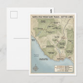 Santa Cruz California Trail Map Redwood & Coastal  ポストカード (正面/裏面)