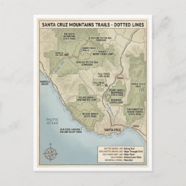 Santa Cruz California Trail Map Redwood & Coastal  ポストカード