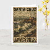 Santa Cruz California West Cliff Steamer Lane カード (黄色い花)