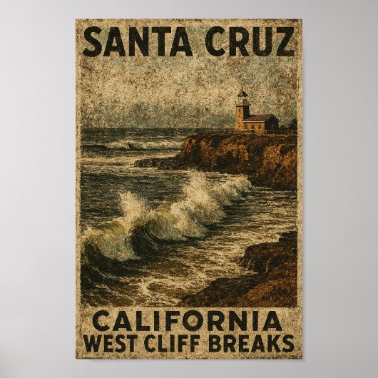 Santa Cruz California West Cliff Steamer Lane ポスター (正面)