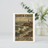 Santa Cruz California West Cliff Steamer Lane ポストカード (スタンド正面)