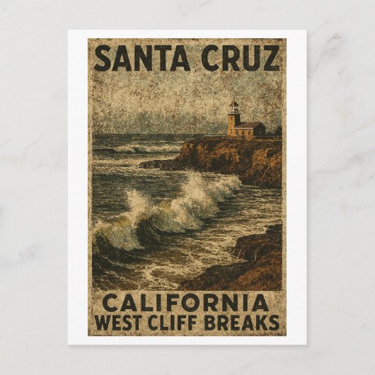 Santa Cruz California West Cliff Steamer Lane ポストカード (正面)