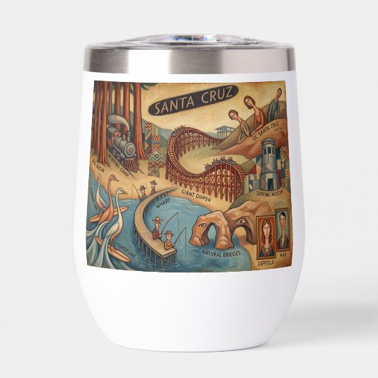 Santa Cruz California Whimsical Map UCSC Boardwalk (正面)