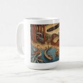 Santa Cruz California Whimsical Map UCSC Boardwalk コーヒーマグカップ (正面左)