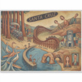 Santa Cruz California Whimsical Map UCSC Boardwalk シール (正面)