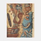 Santa Cruz California Whimsical Map UCSC Boardwalk フリースブランケット (正面)