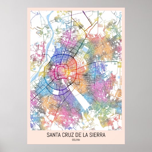 Santa Cruz de la Sierra Bolivia City Map ポスター (正面)