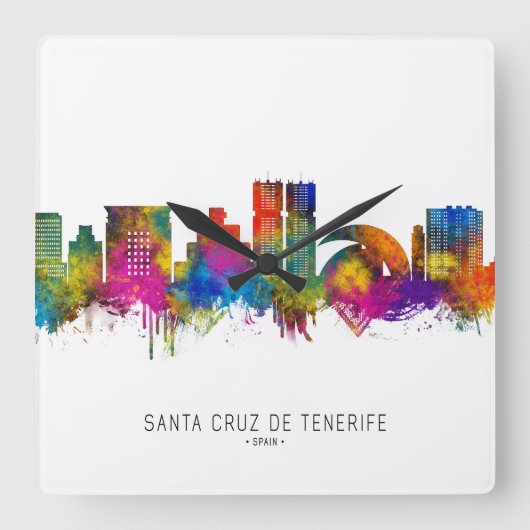 Santa Cruz de Tenerife Spain Skyline スクエア壁時計 (正面)