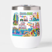 Santa Cruz Illustrated Map Boardwalk Beach Surfing (正面)