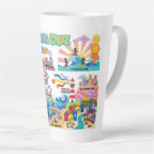 Santa Cruz Illustrated Map Boardwalk Beach Surfing カフェラテマグ (右アングル)