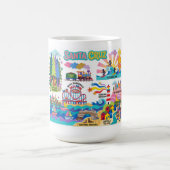 Santa Cruz Illustrated Map Boardwalk Beach Surfing コーヒーマグカップ (中央)
