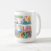 Santa Cruz Illustrated Map Boardwalk Beach Surfing コーヒーマグカップ (正面右)