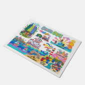 Santa Cruz Illustrated Map Boardwalk Beach Surfing ドアマット (アングル)