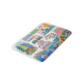 Santa Cruz Illustrated Map Boardwalk Beach Surfing バスマット (アングル)